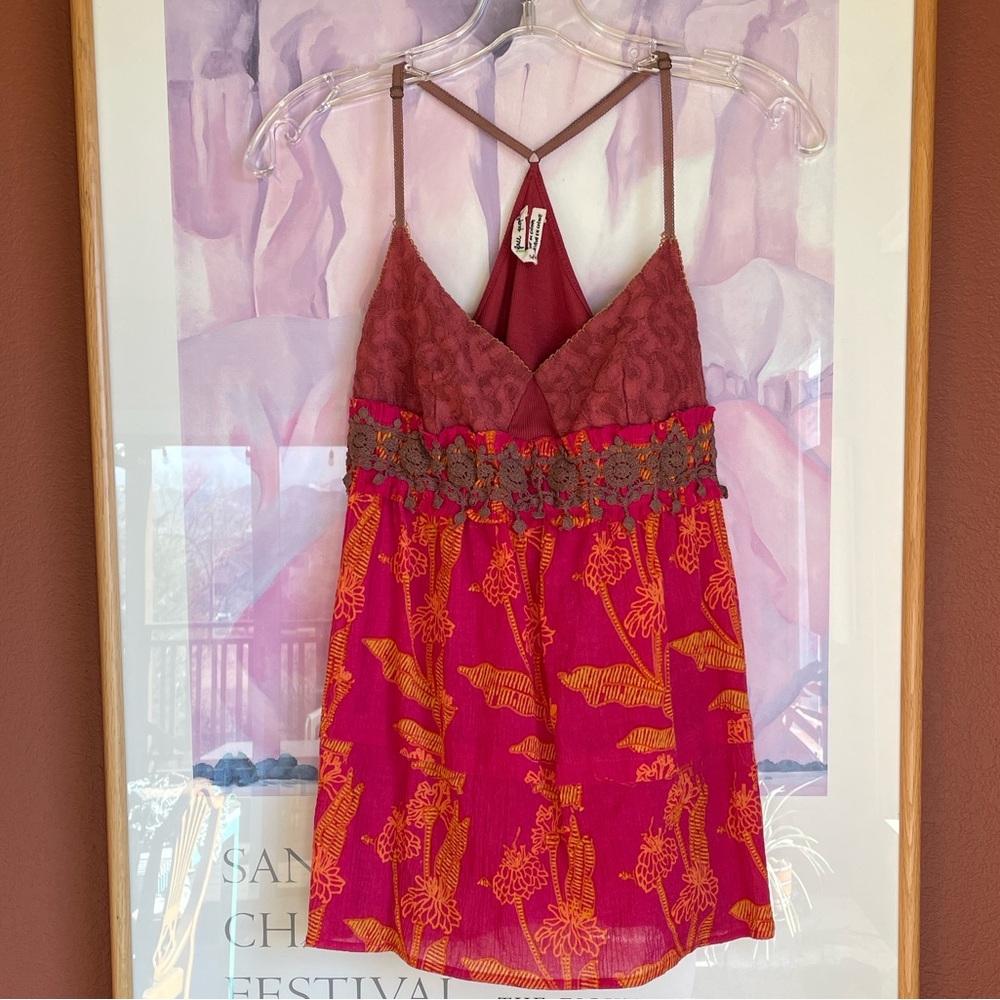 Free People Vintage Floral Embroidered Tiered Cami Top, Size S
